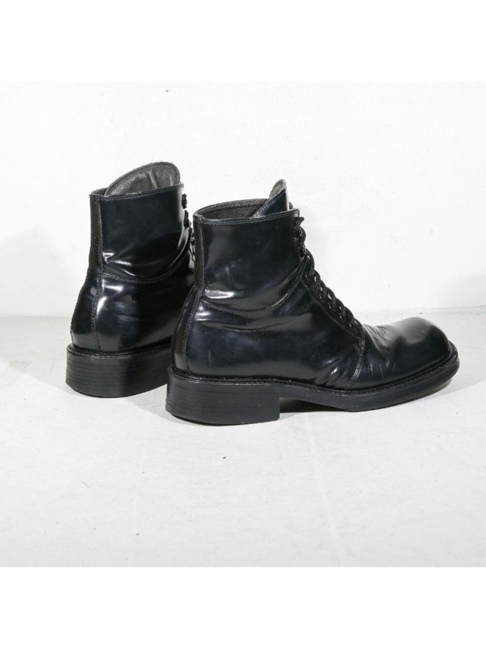 Vintage Kenneth Cole New York Black Leather Lace Up Chunky Ankle Boots Made in I - Picture 3 of 8